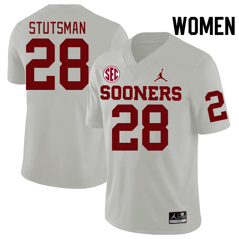 Women #28 Danny Stutsman Oklahoma Sooners 2024 SEC Conference College Football Jerseys-White